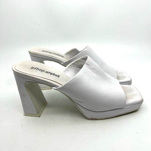 JEFFREY CAMPBELL Caviar White Leather Platform Sandal Women's 7 US - Picture 3 of 10